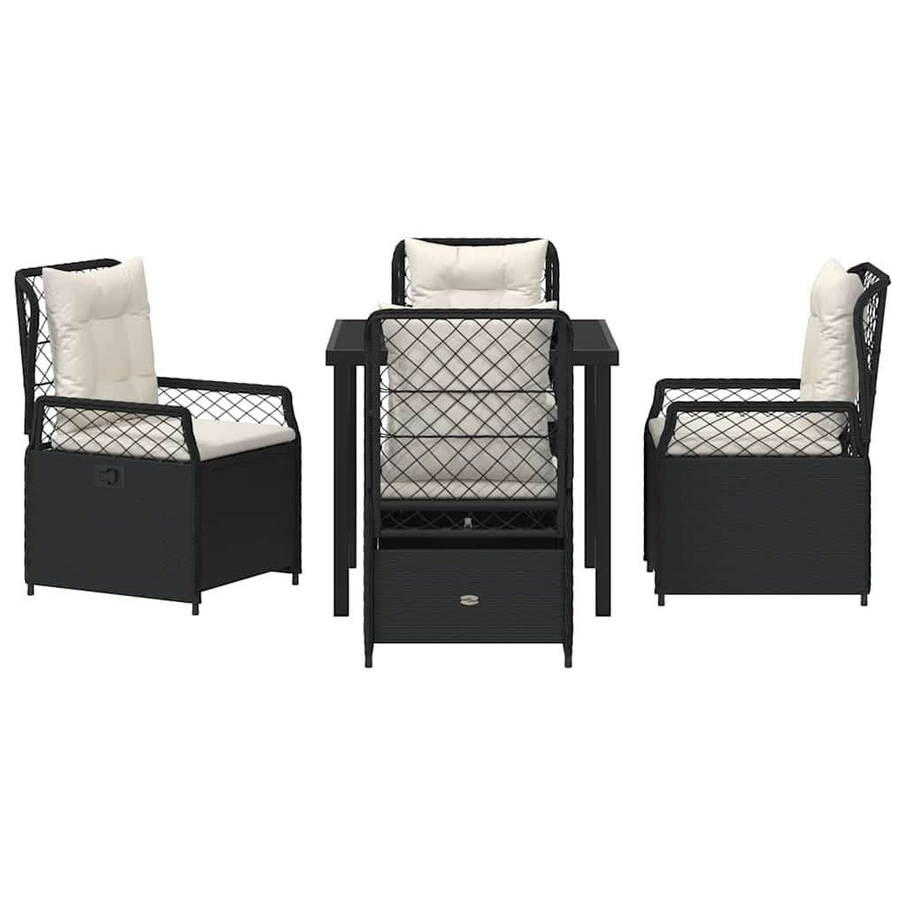 Kert étkező szett 5 pcs Fekete polirattan