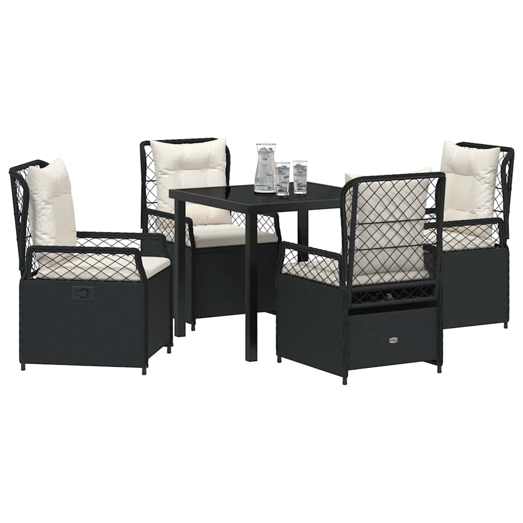 Kert étkező szett 5 pcs Fekete polirattan