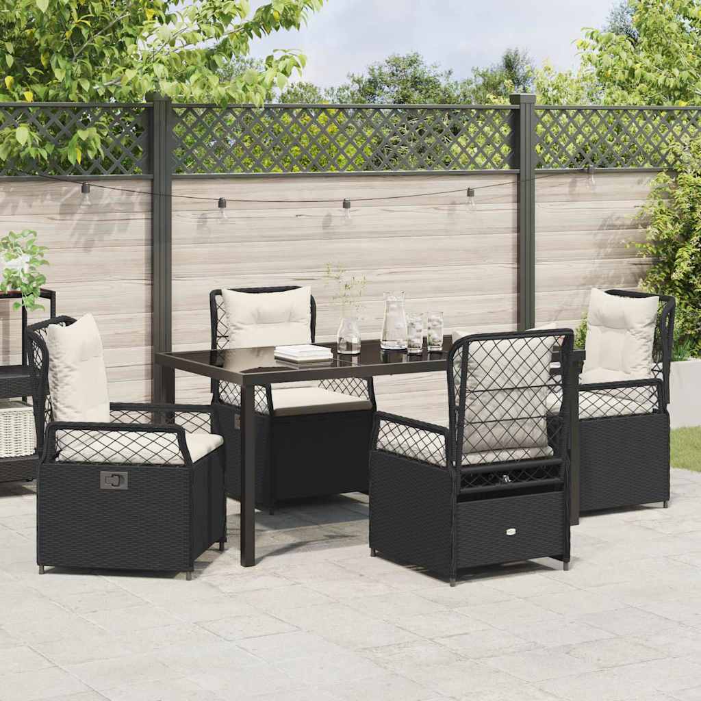 Kert étkező szett 5 pcs Fekete polirattan