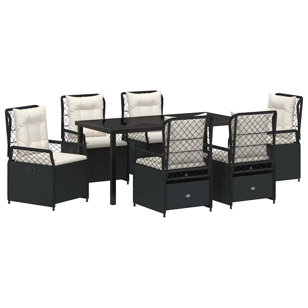 Kert étkező szett 7 pcs Fekete polirattan