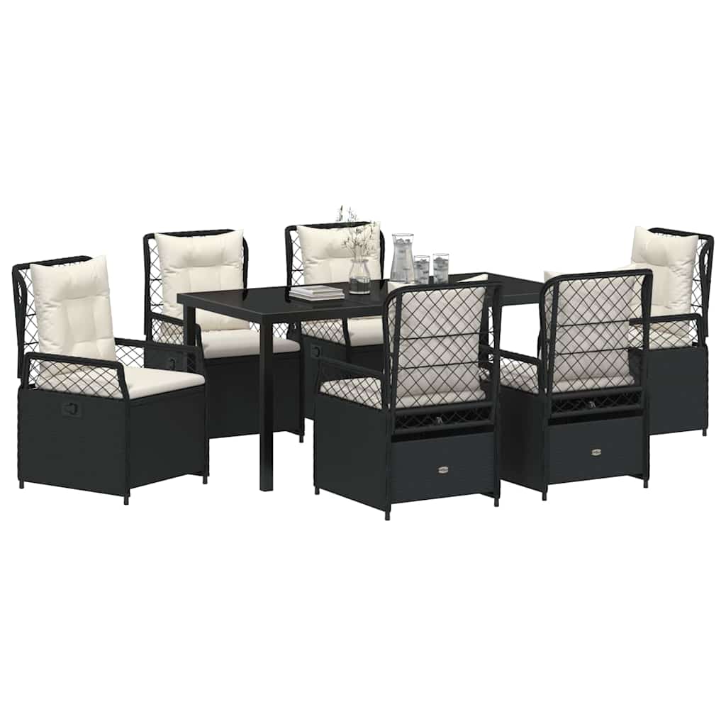 Kert étkező szett 7 pcs Fekete polirattan