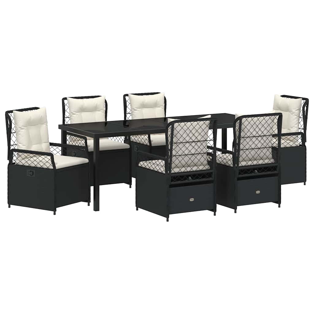 Kert étkező szett 7 pcs Fekete polirattan