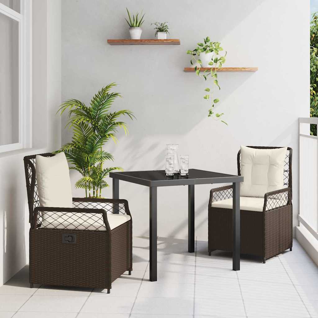 Kert étkező szett 3 pcs Barna polirattan