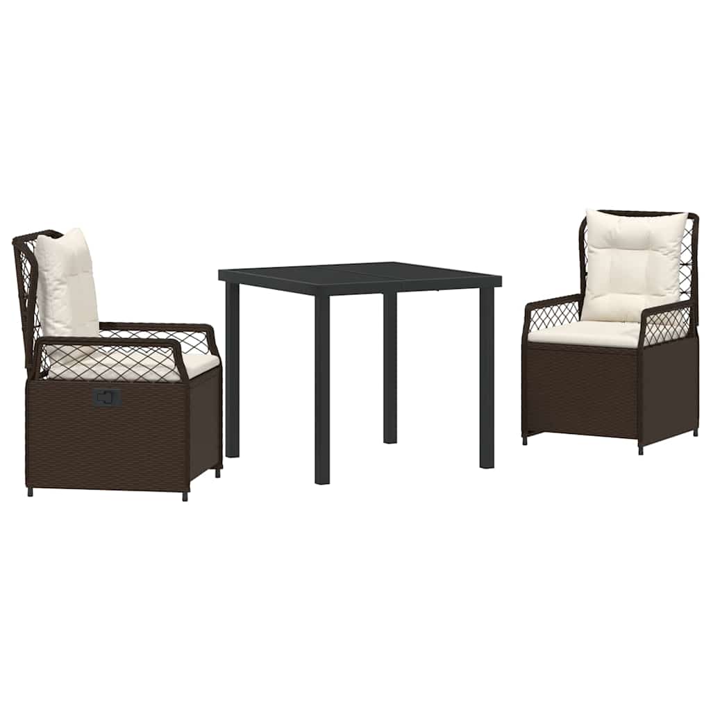 Kert étkező szett 3 pcs Barna polirattan