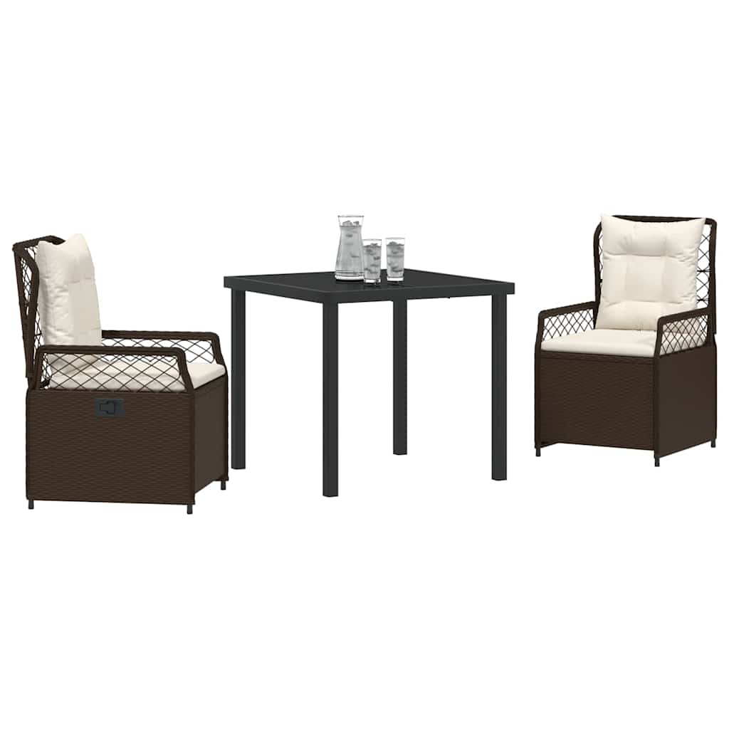 Kert étkező szett 3 pcs Barna polirattan