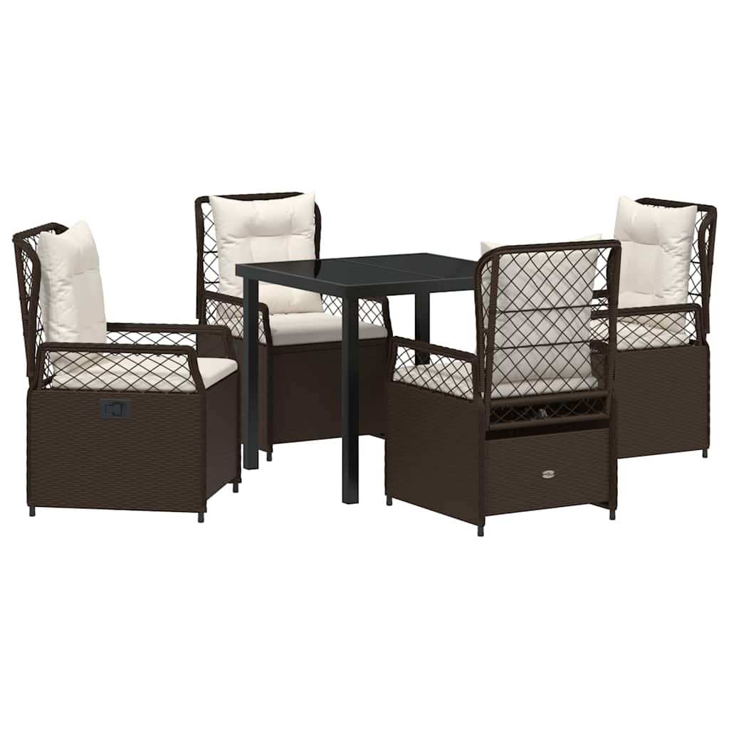 Kert étkező szett 5 pcs Barna polirattan