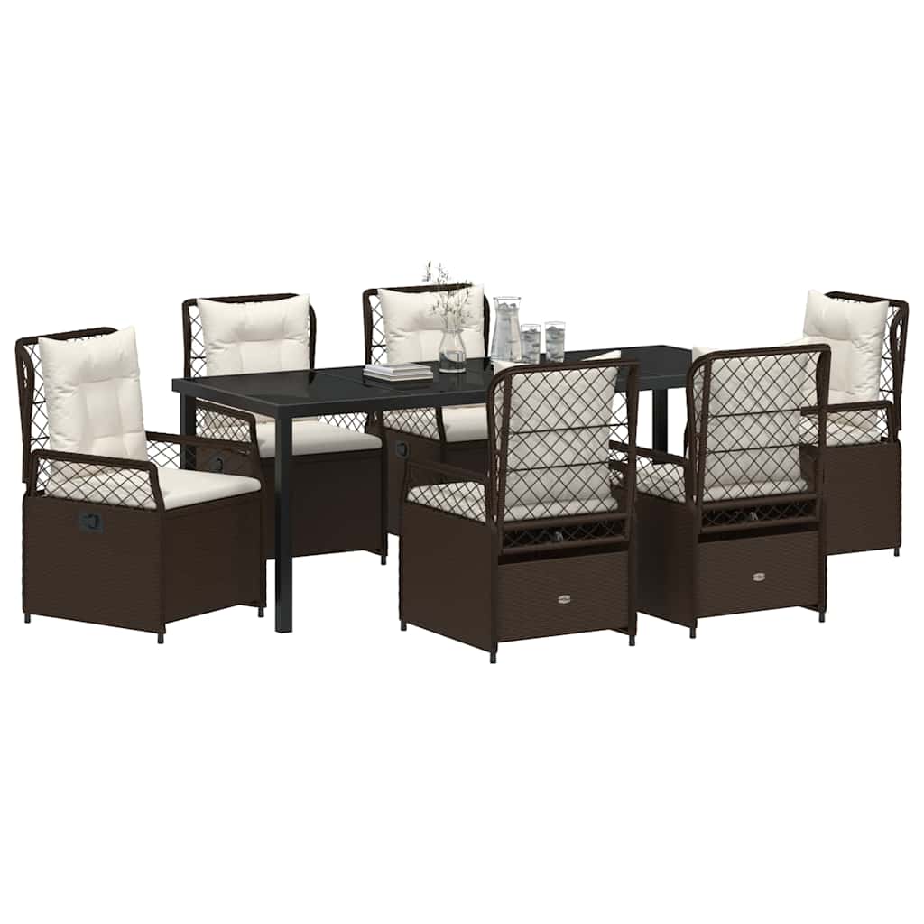 Kert étkező szett 7 pcs Barna polirattan