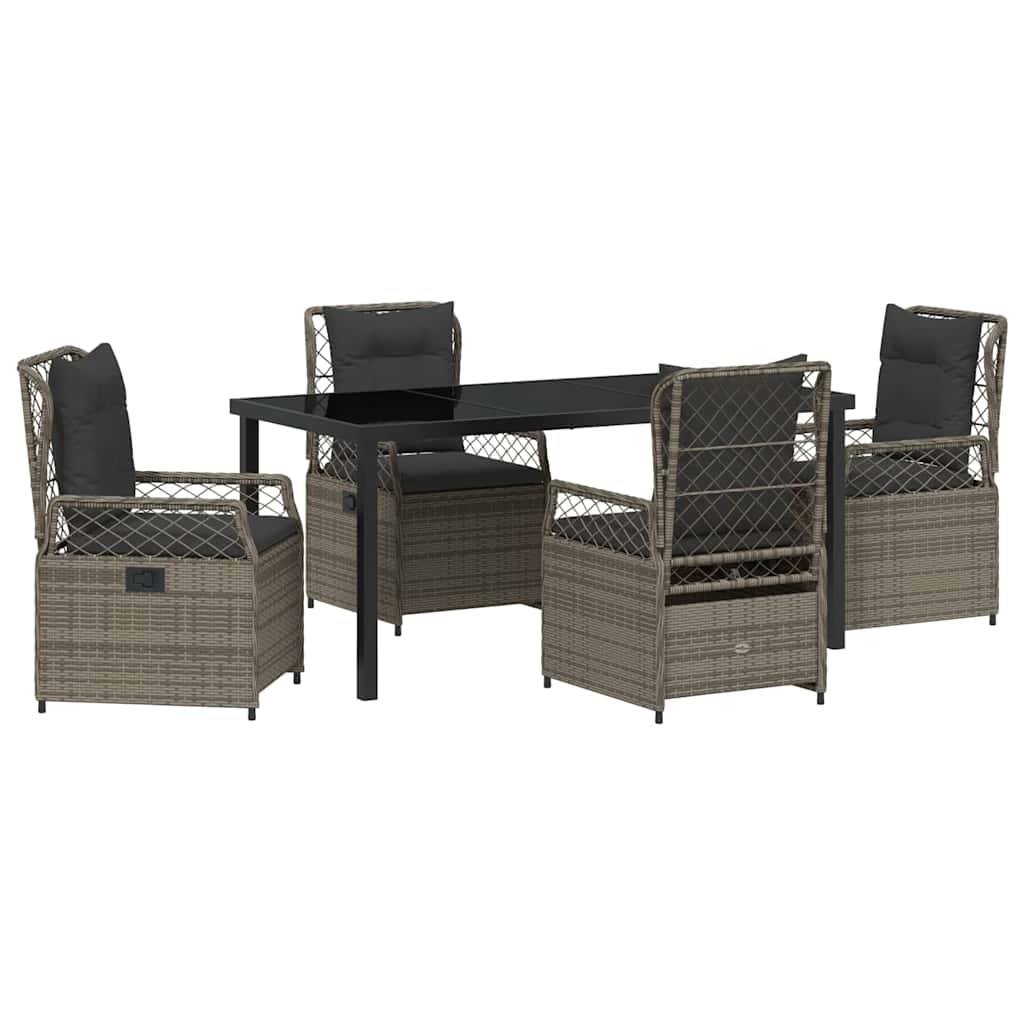 Kert étkező szett 5 pcs Szürke polirattan