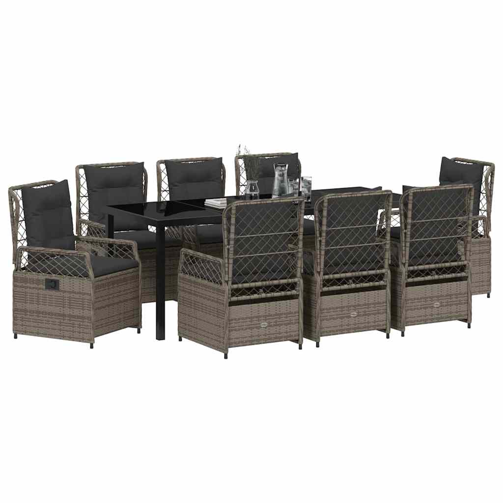 Kert étkező szett 9 pcs Szürke polirattan