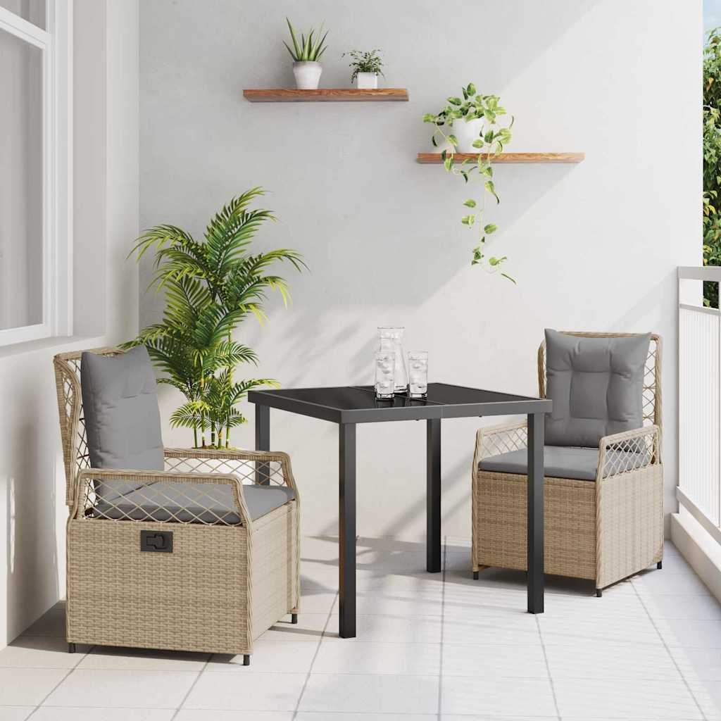 Kert étkező szett 3 pcs Beige és Világosszürke polirattan