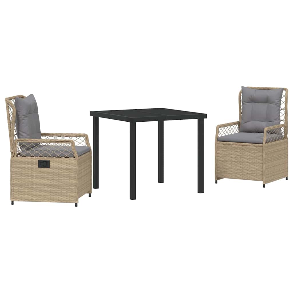 Kert étkező szett 3 pcs Beige és Világosszürke polirattan