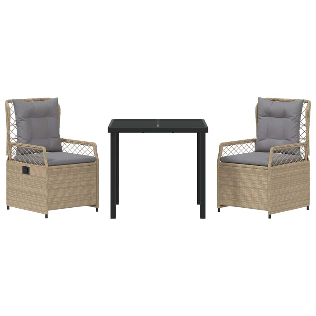 Kert étkező szett 3 pcs Beige és Világosszürke polirattan