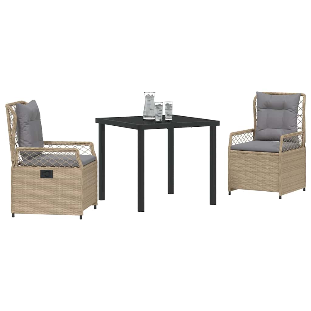 Kert étkező szett 3 pcs Beige és Világosszürke polirattan