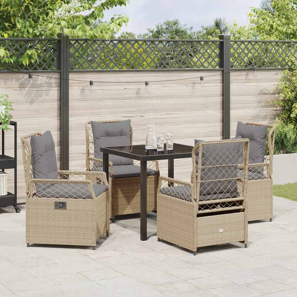 Kert étkező szett 5 pcs Beige és Világosszürke polirattan