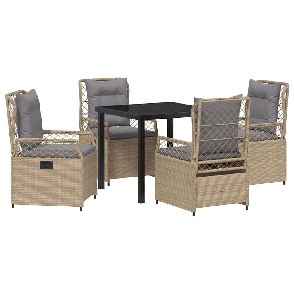 Kert étkező szett 5 pcs Beige és Világosszürke polirattan