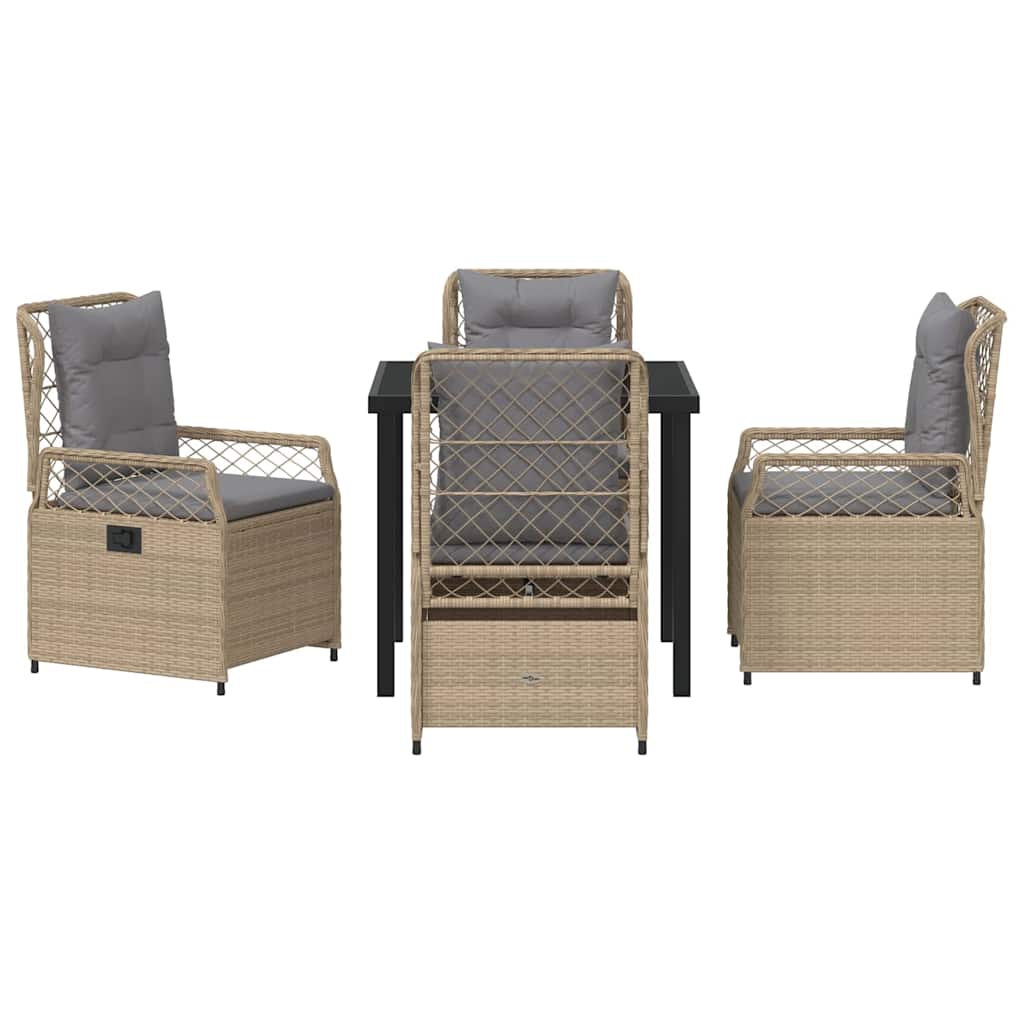 Kert étkező szett 5 pcs Beige és Világosszürke polirattan