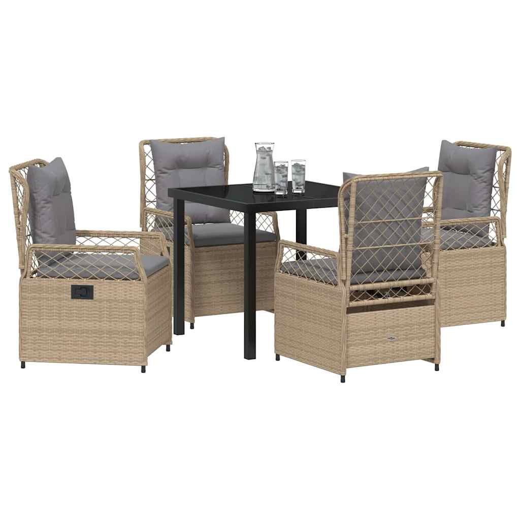 Kert étkező szett 5 pcs Beige és Világosszürke polirattan