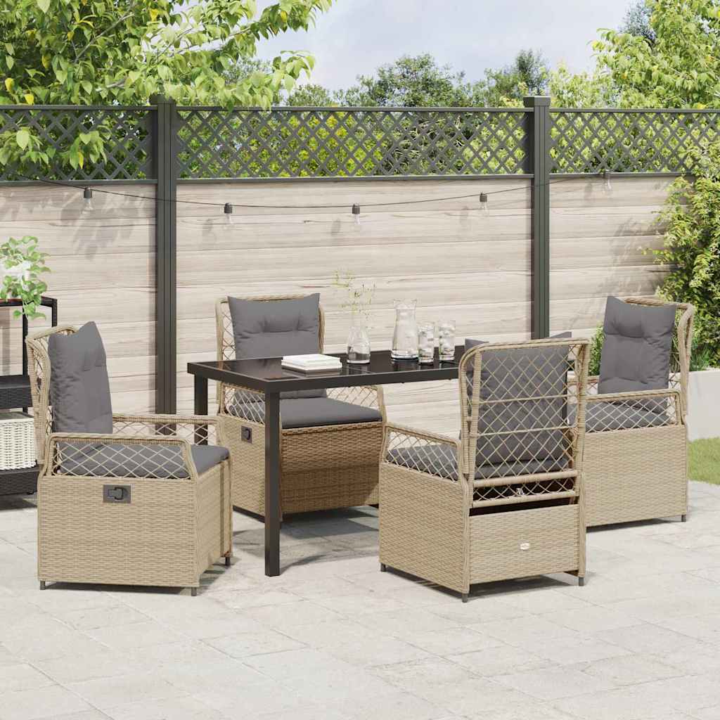 Kert étkező szett 5 pcs Beige és Világosszürke polirattan