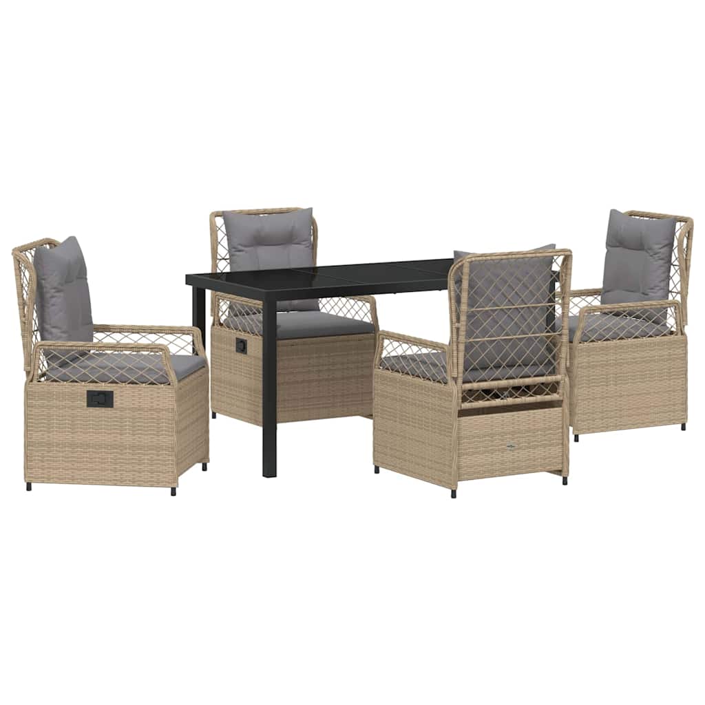 Kert étkező szett 5 pcs Beige és Világosszürke polirattan