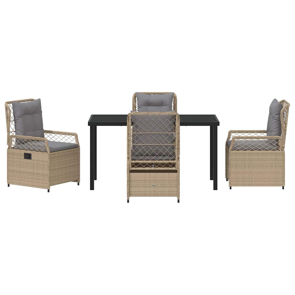 Kert étkező szett 5 pcs Beige és Világosszürke polirattan