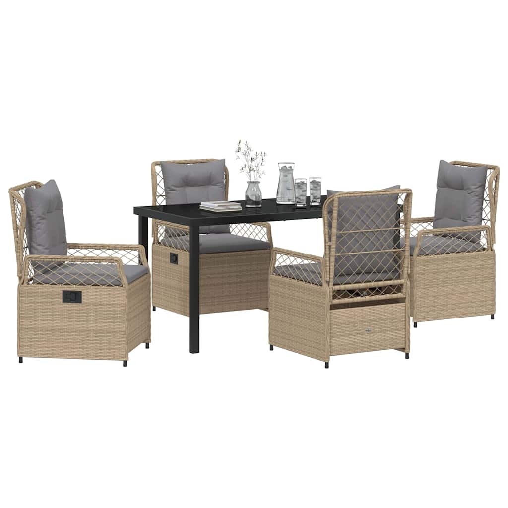 Kert étkező szett 5 pcs Beige és Világosszürke polirattan