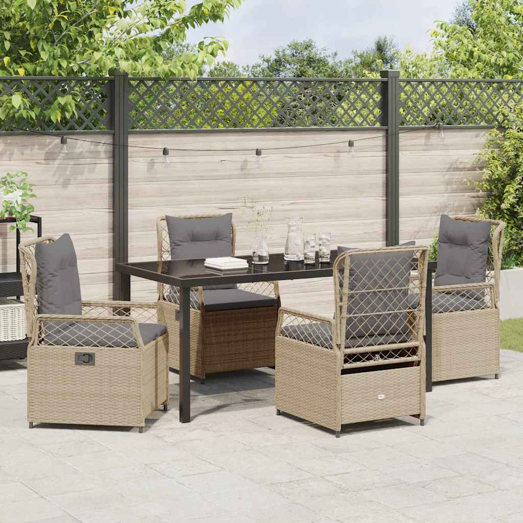 Kert étkező szett 5 pcs Beige és Világosszürke polirattan