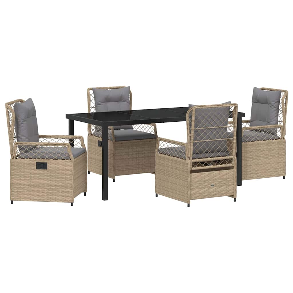 Kert étkező szett 5 pcs Beige és Világosszürke polirattan