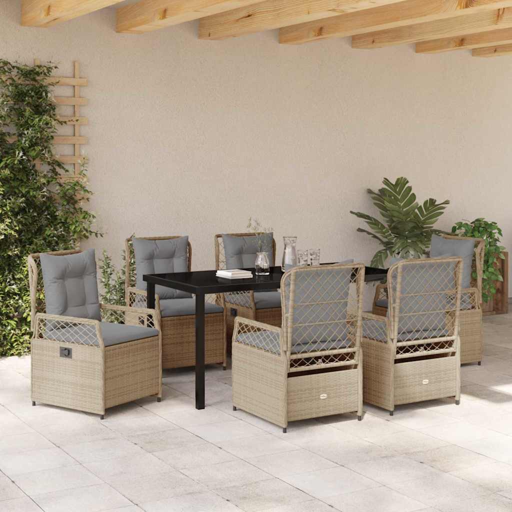 Kert étkező szett 7 pcs Beige és Világosszürke polirattan