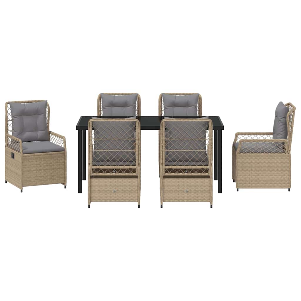 Kert étkező szett 7 pcs Beige és Világosszürke polirattan
