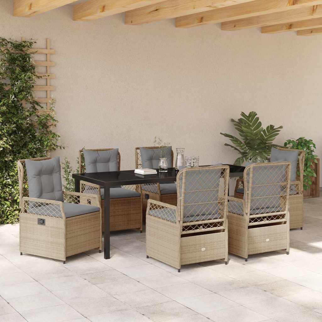 Kert étkező szett 7 pcs Beige és Világosszürke polirattan