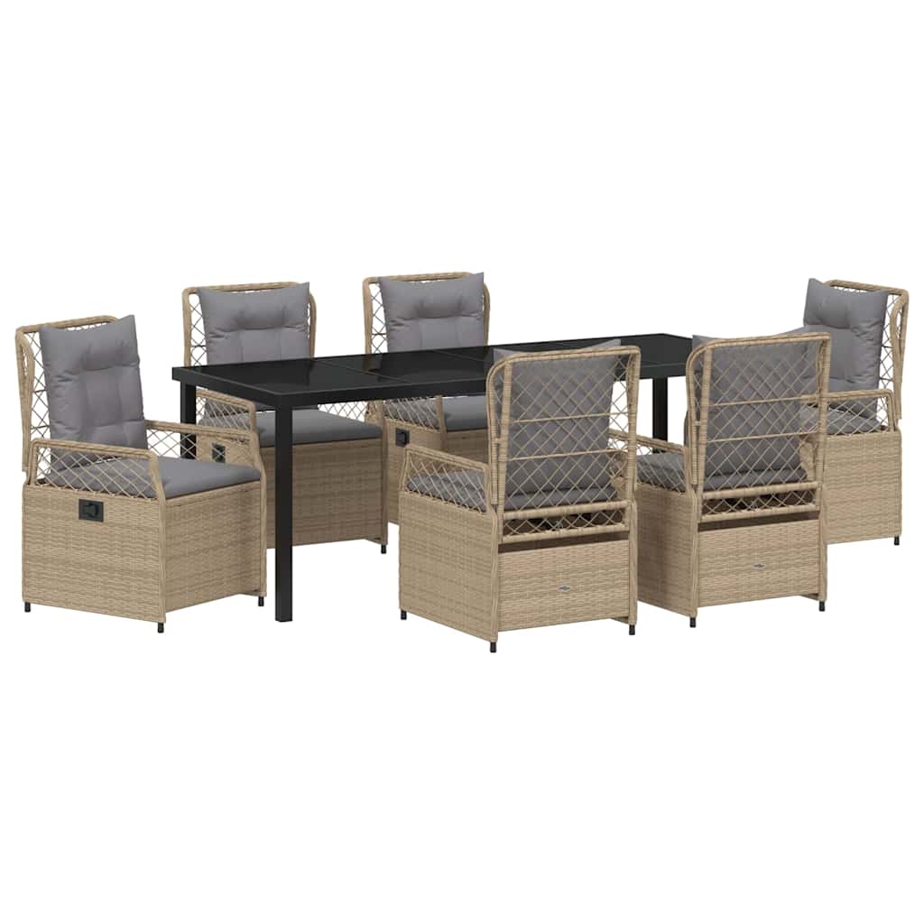 Kert étkező szett 7 pcs Beige és Világosszürke polirattan