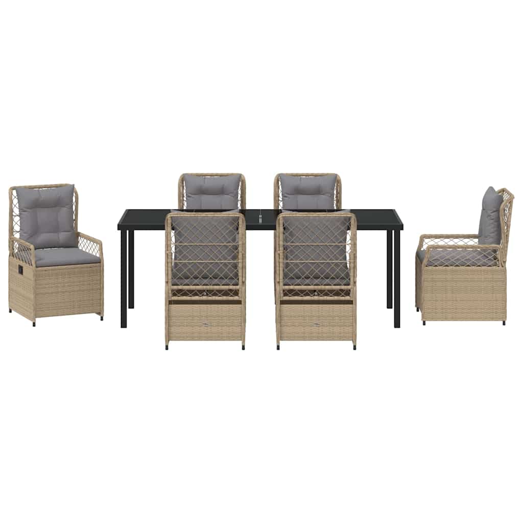 Kert étkező szett 7 pcs Beige és Világosszürke polirattan