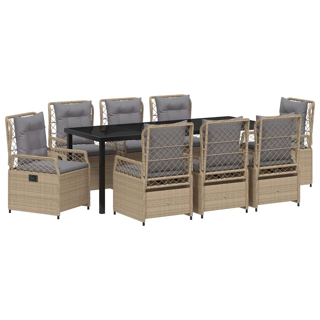 Kert étkező szett 9 pcs Beige és Világosszürke polirattan