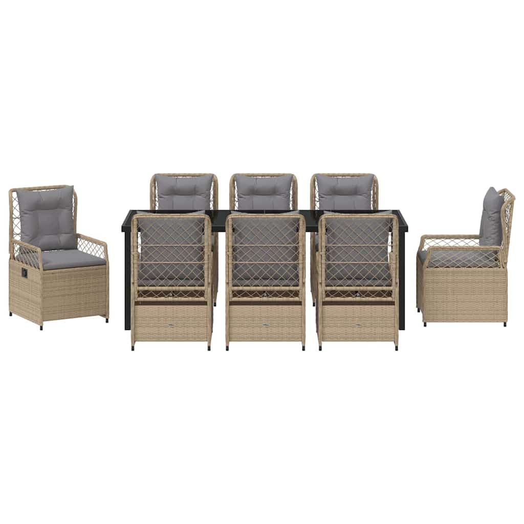 Kert étkező szett 9 pcs Beige és Világosszürke polirattan