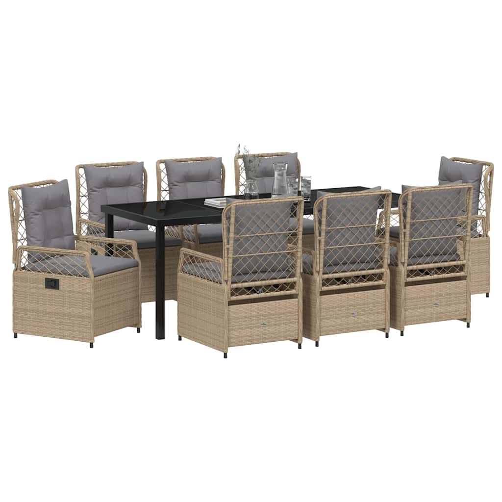 Kert étkező szett 9 pcs Beige és Világosszürke polirattan