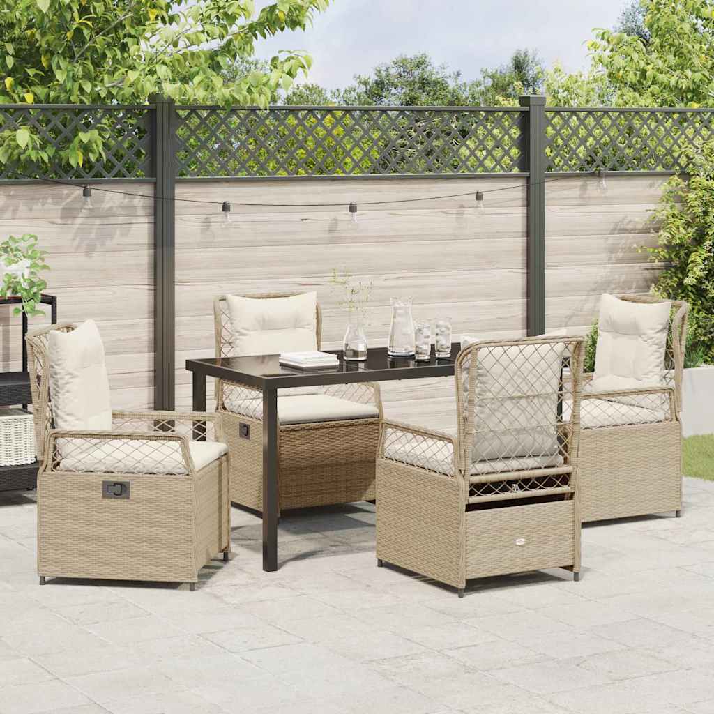 Kert étkező szett 5 pcs Beige és Krémszínű polirattan
