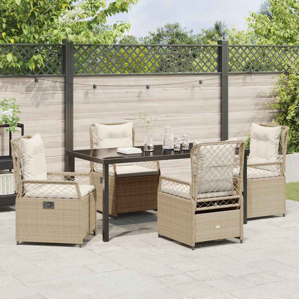 Kert étkező szett 5 pcs Beige és Krémszínű polirattan