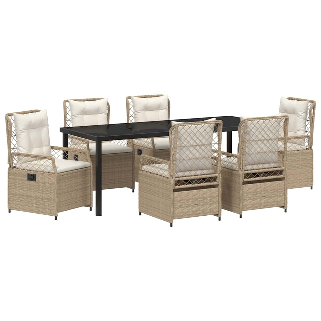 Kert étkező szett 7 pcs Beige és Krémszínű polirattan