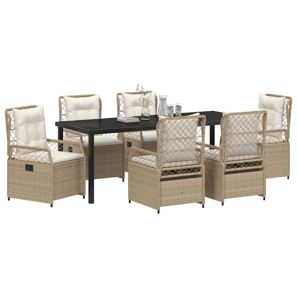 Kert étkező szett 7 pcs Beige és Krémszínű polirattan