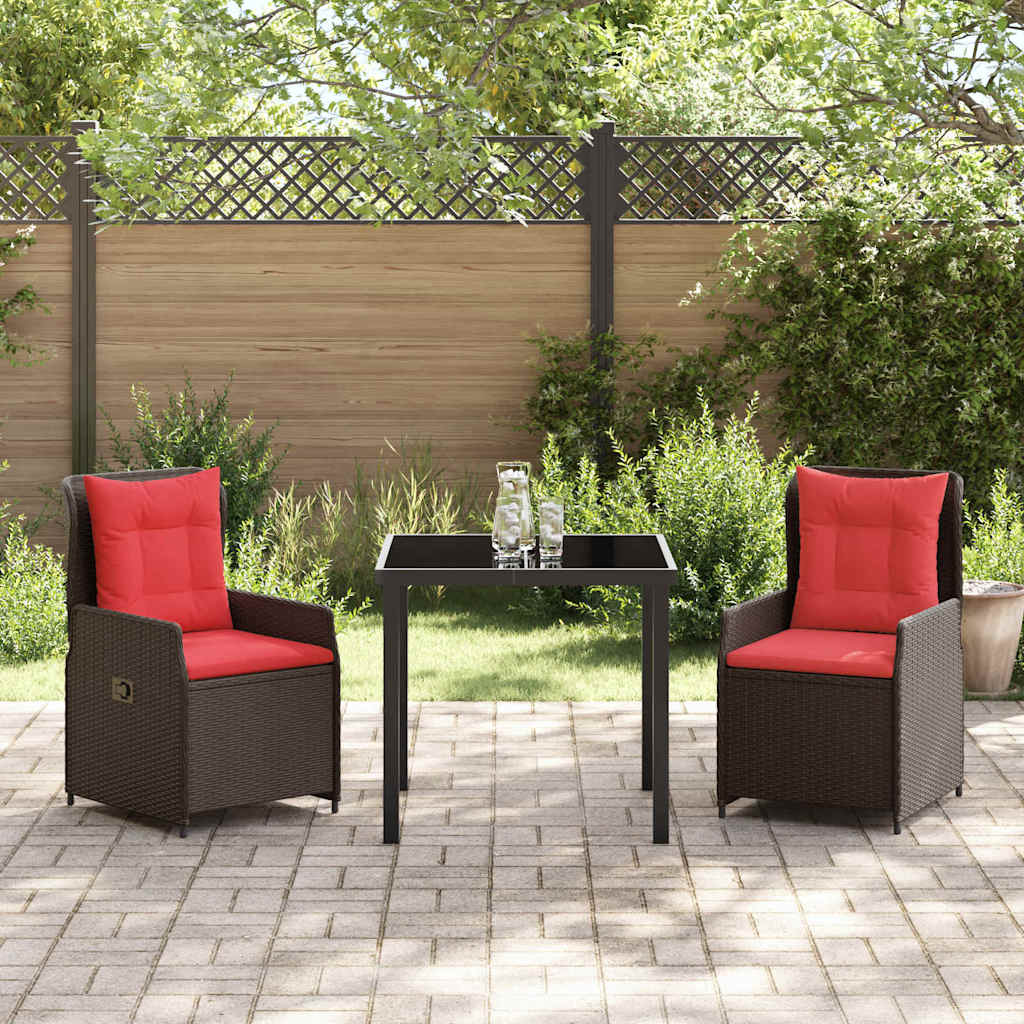 Kert étkező szett párnával 3 pcs Barna Poli rattan