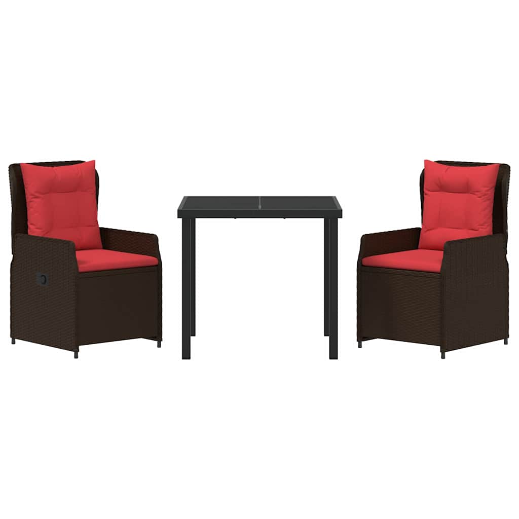 Kert étkező szett párnával 3 pcs Barna Poli rattan