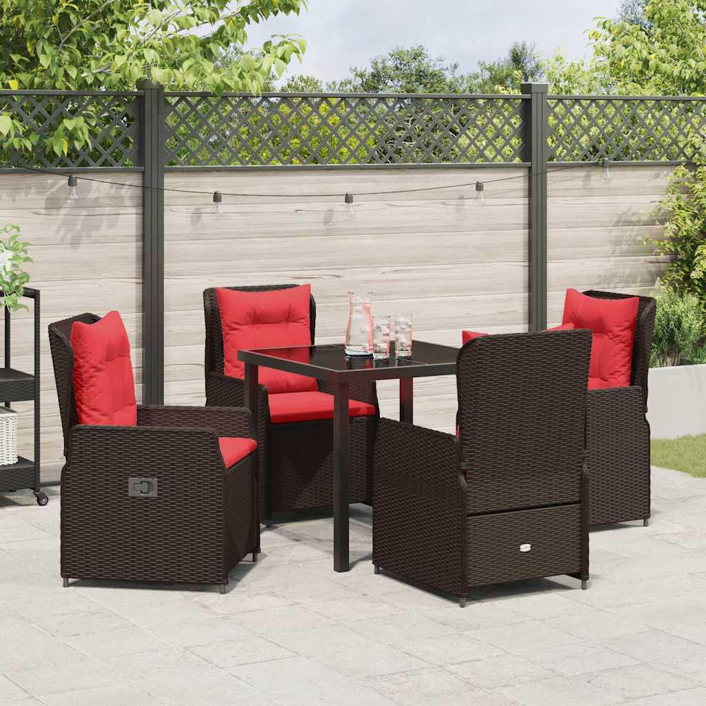 Kert étkező szett párnával 5 pcs Barna Poli rattan