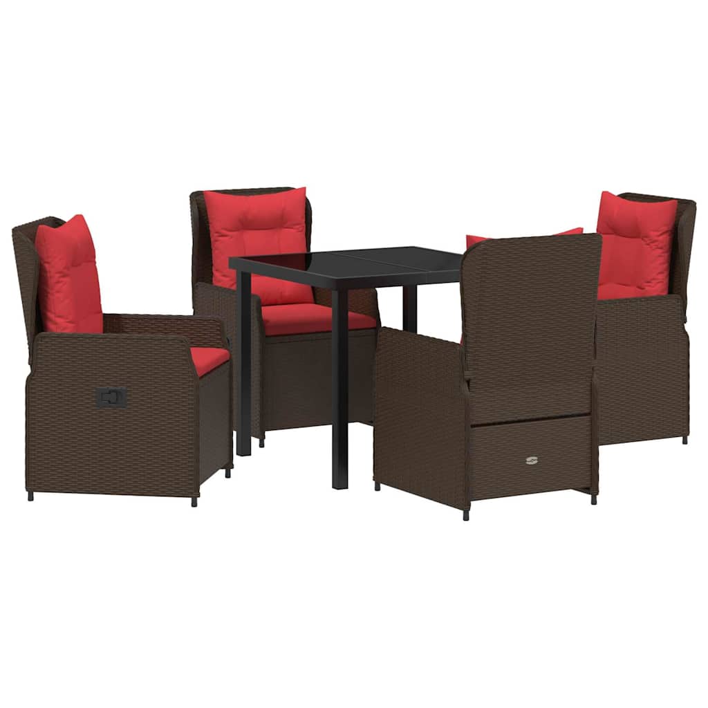 Kert étkező szett párnával 5 pcs Barna Poli rattan