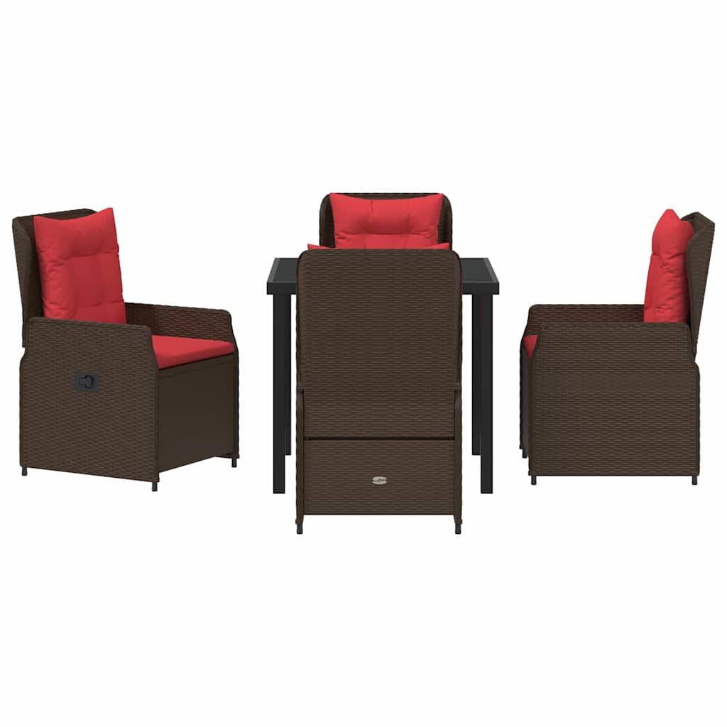 Kert étkező szett párnával 5 pcs Barna Poli rattan
