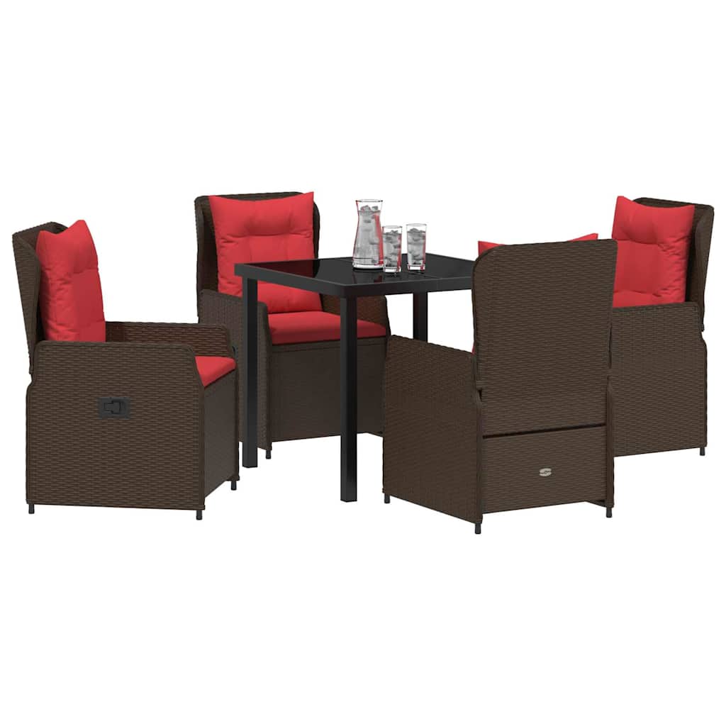 Kert étkező szett párnával 5 pcs Barna Poli rattan