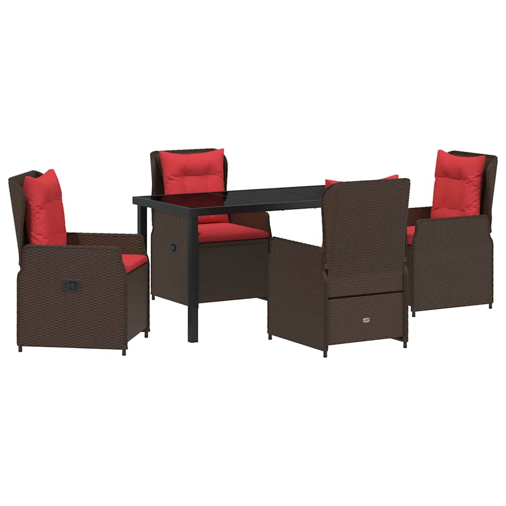 Kert étkező szett párnával 5 pcs Barna Poli rattan