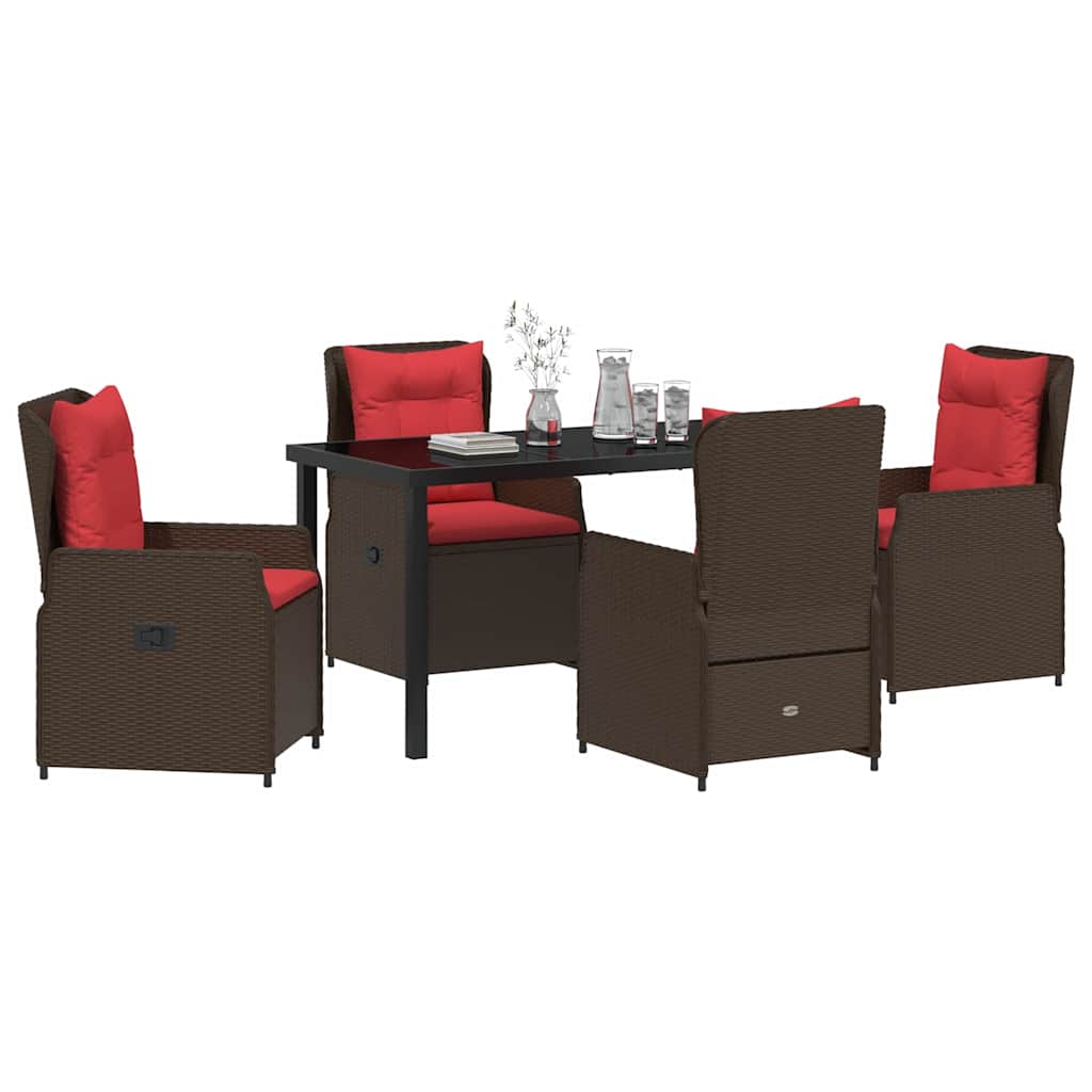 Kert étkező szett párnával 5 pcs Barna Poli rattan
