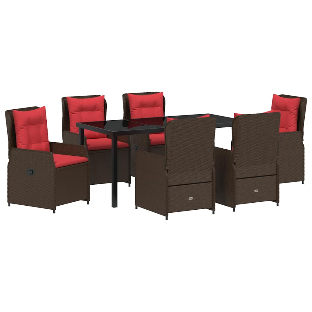 Kert étkező szett párnával 7 pcs Barna Poli rattan