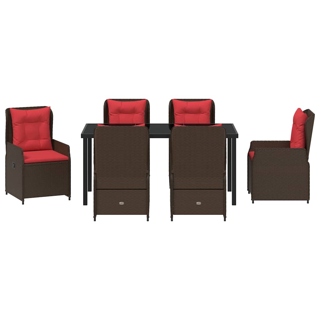 Kert étkező szett párnával 7 pcs Barna Poli rattan