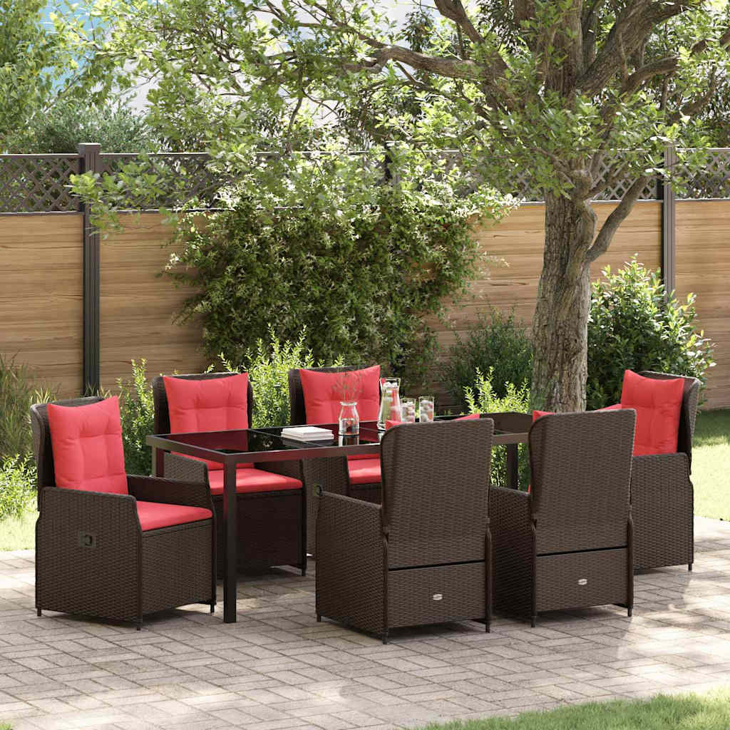 Kert étkező szett párnával 7 pcs Barna Poli rattan